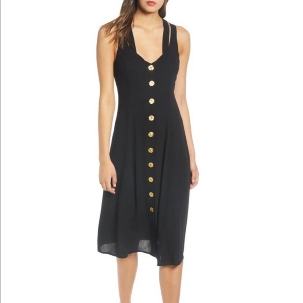 Row A golden button front dress